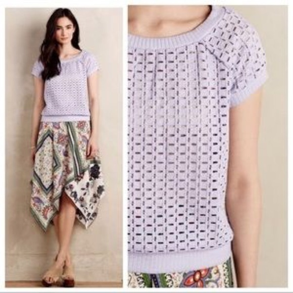 Anthropologie Sweaters - Anthropologie Weston Wear Lilac Open Knit Dara Sweater Size XS